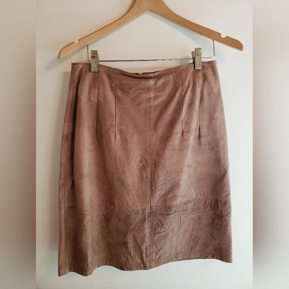 Winlit distressed soft brown lined leather skirt size 7/8 - Picture 1 of 8